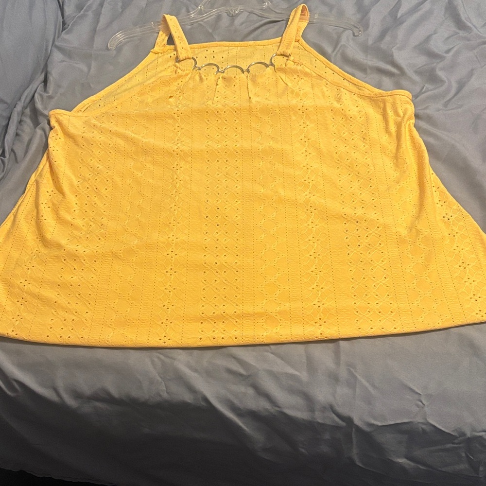 SHEIN Yellow Eyelet Tank Top